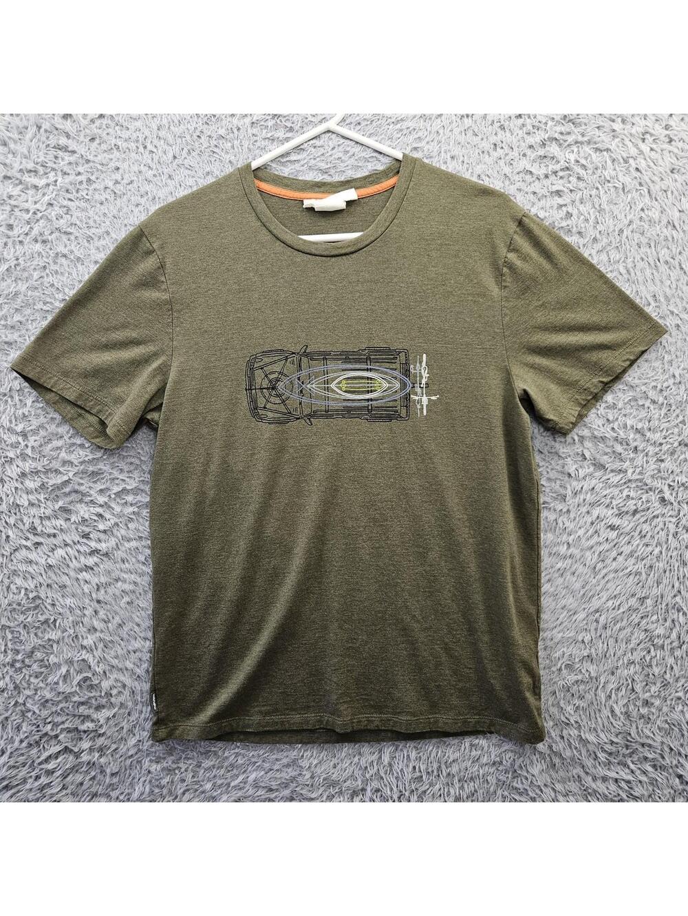 Icebreaker Merino 150 Tech Lite T Shirt Medium Green Men Graphic Tee Car Canoe